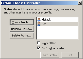 Create a seo FireFox profile
